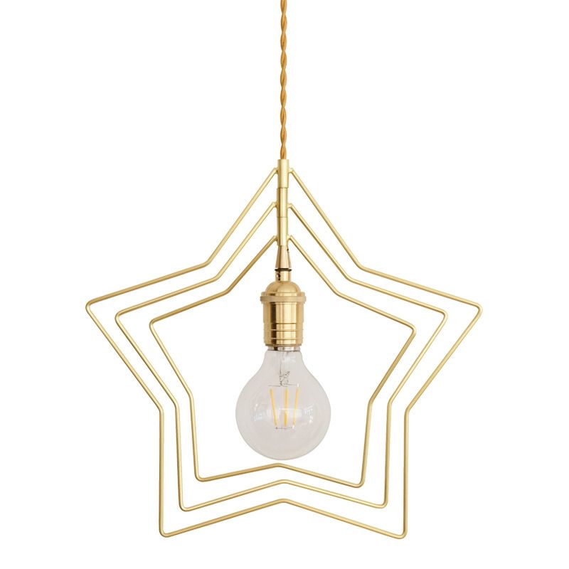 Étoiles Shape Shade Metal Pendant Lighting Retro Gold 1 Light Restaurant Lampe suspendue