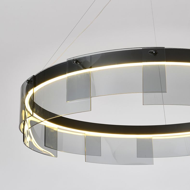 LED simple contemporain Light Light Metal Circular Pendant Light pour le salon