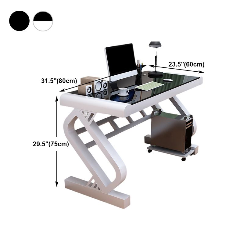 Toughened Glass Desktop Computer Desk Rectangular Modern Desk with Cable Management