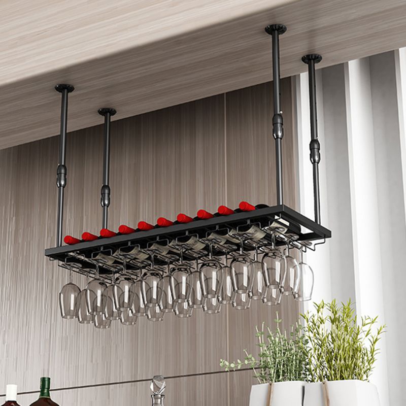 Modern Iron Wine Bottle & Glass Rack Hanging Adjustable Wine Rack Kit