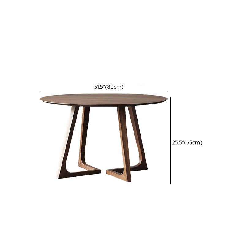 Single Round Sled Solid Wood Medium Wood Coffee Cocktail Table