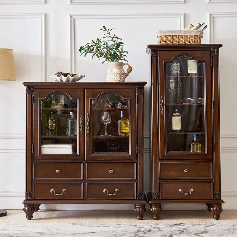 Traditional Display Stand Rubberwood Hutch Cabinet for Living Room