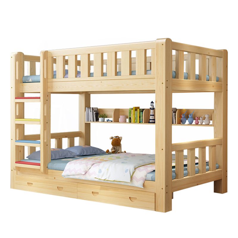 Mid-century Modern No Theme Kid Bed Solid Wood Standard Bunk Bed with Storage