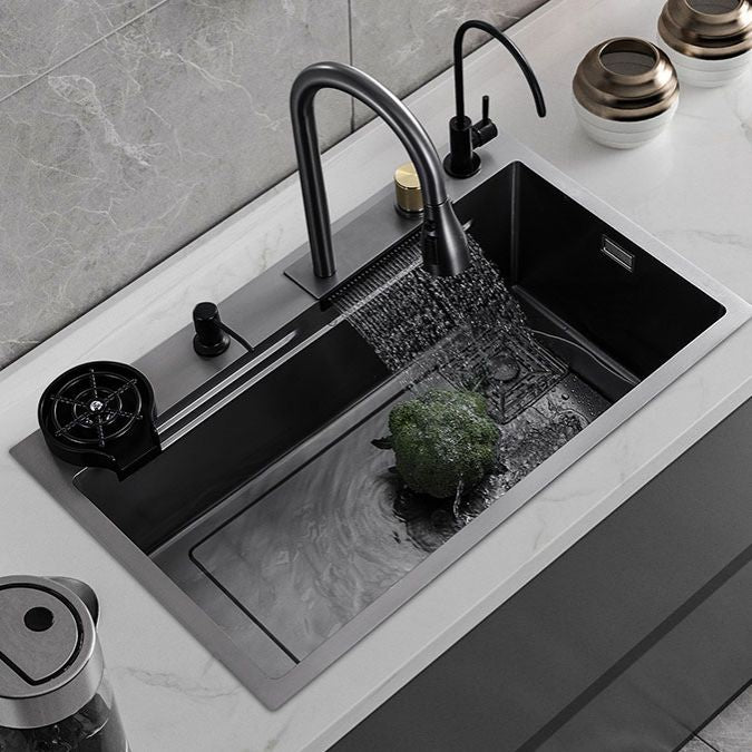 Contemporary Black Sink Stainless Steel Kitchen Sink with Soundproofing