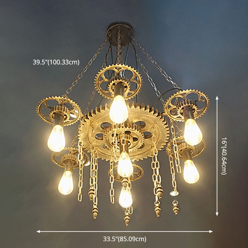 Gearwheel Chandelier Light Fixture Industrial Metal Pendant Lighting for Restaurant