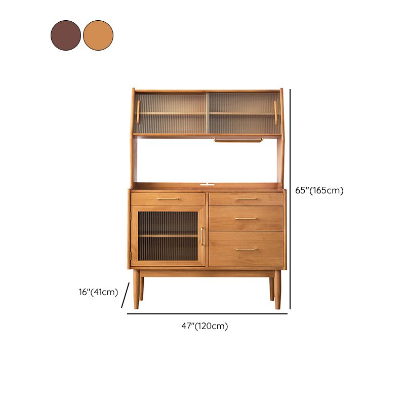 Contemporary Glass Doors Sideboard Cabinet with Storage for Home Use