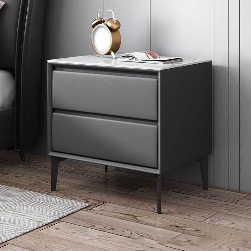 Stone Bed Nightstand Contemporary Bedside Cabinet with Drawers