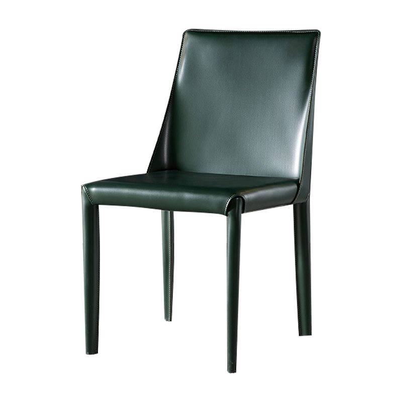 Contemporary Leather Indoor-Outdoor Side Chair Parsons Armless Dining Chair