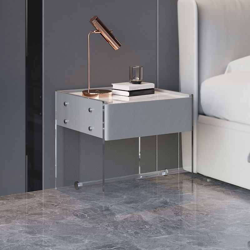 Contemporary Stone Top Nightstand 19.68" Tall 1 - Drawer Nightstand