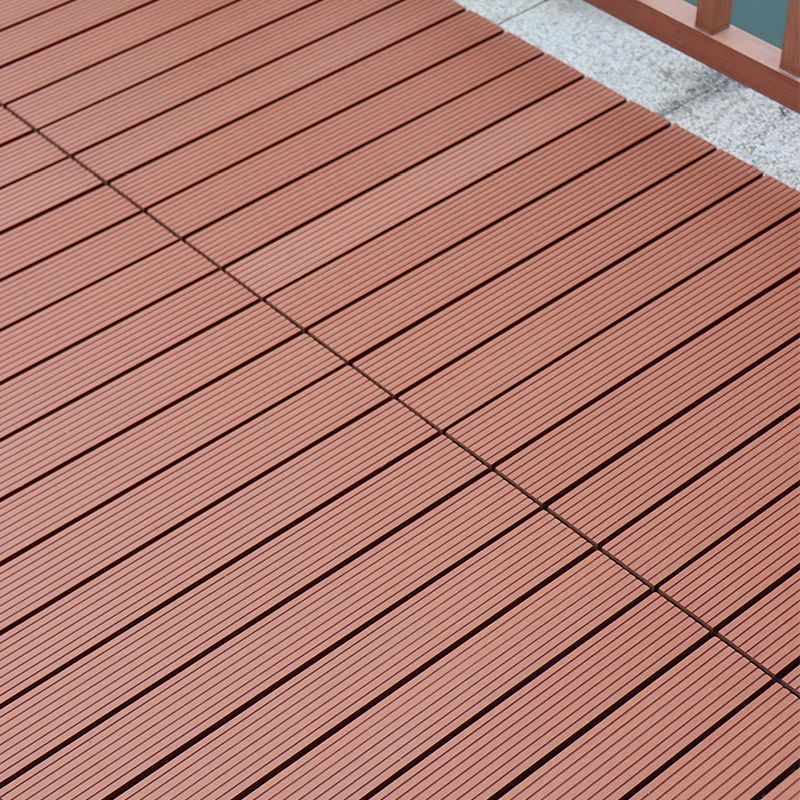 Tradition Rectangle Wood Tile Brown Engineered Wood for Patio Garden