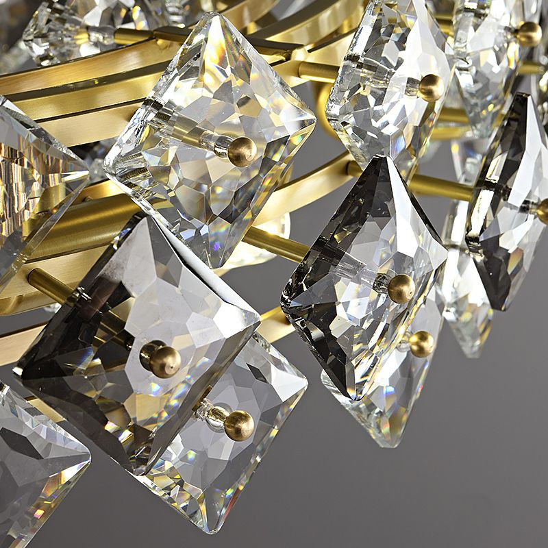 Geometry Shape Pendant Chandeliers Contemporary Style Crystal Chandelier Lights in Gold