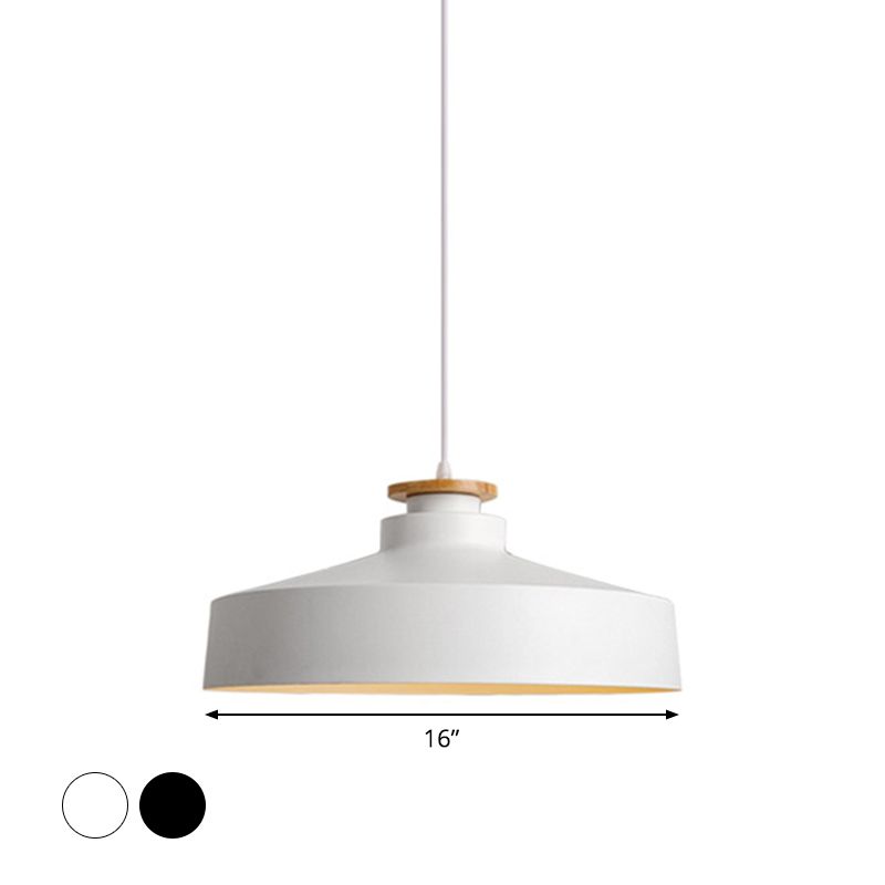 Lampada a sospensione in metallo a 1 luce Vintage Vintage Black/Nero Pentola a forma di sala da pranzo Luce soffitto