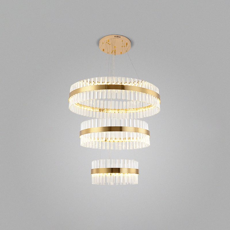 Lumière de lustre en forme d'anneau Simplicité Crystal Crystal Living Room LED PENDANT LIGHT DIMINATION EN GOL