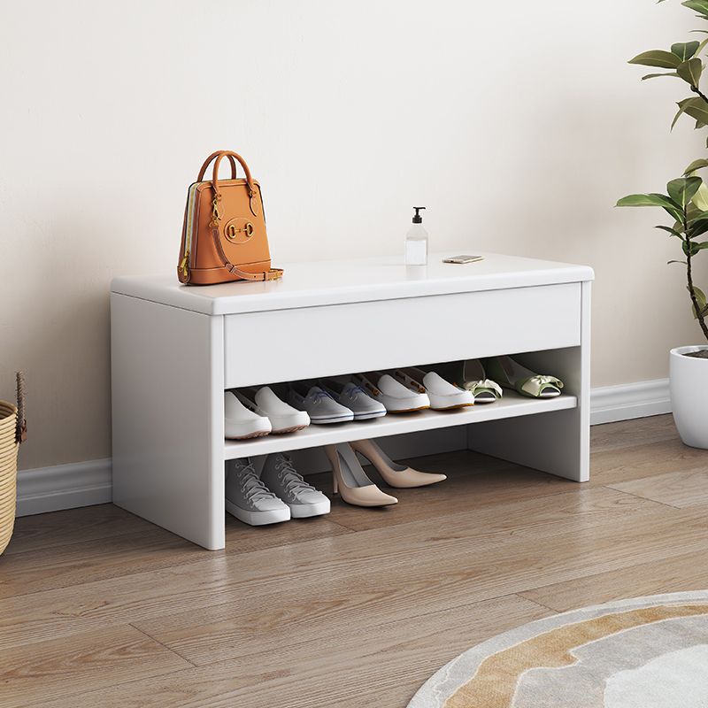 Modern Rubber Wood Bench Rectangle Storage Accent Bench with Drawers