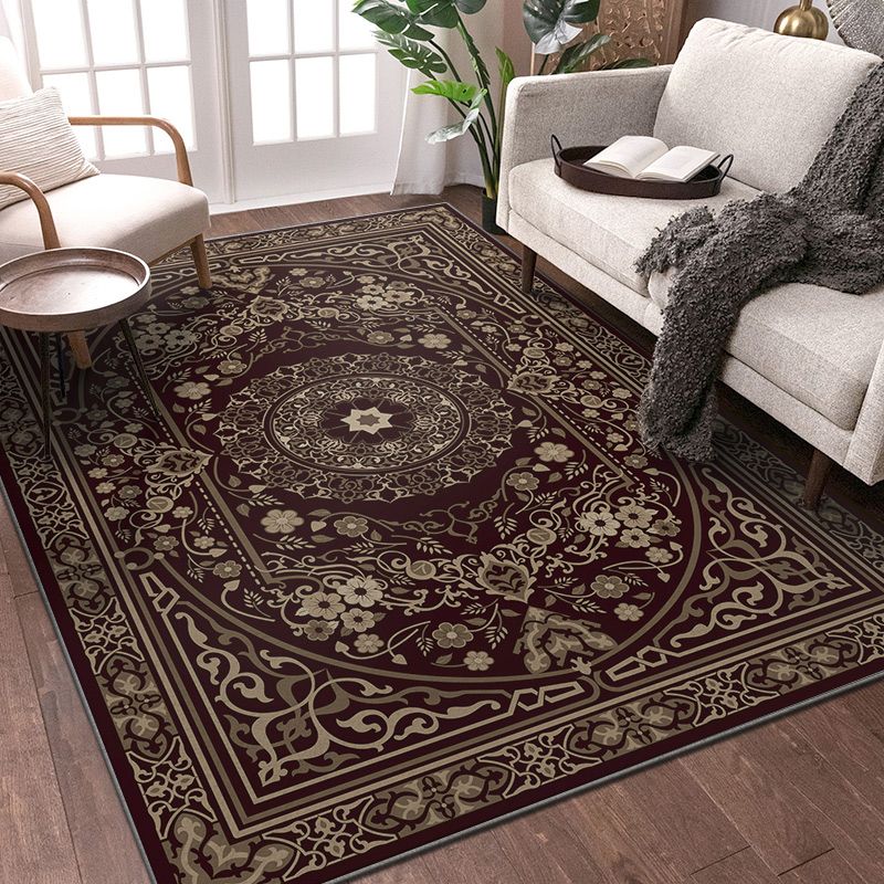 Rapis d'intérieur traditionnel Funky Medallion Print Tapis Polyester Tache résistant aux taches pour la décoration intérieure