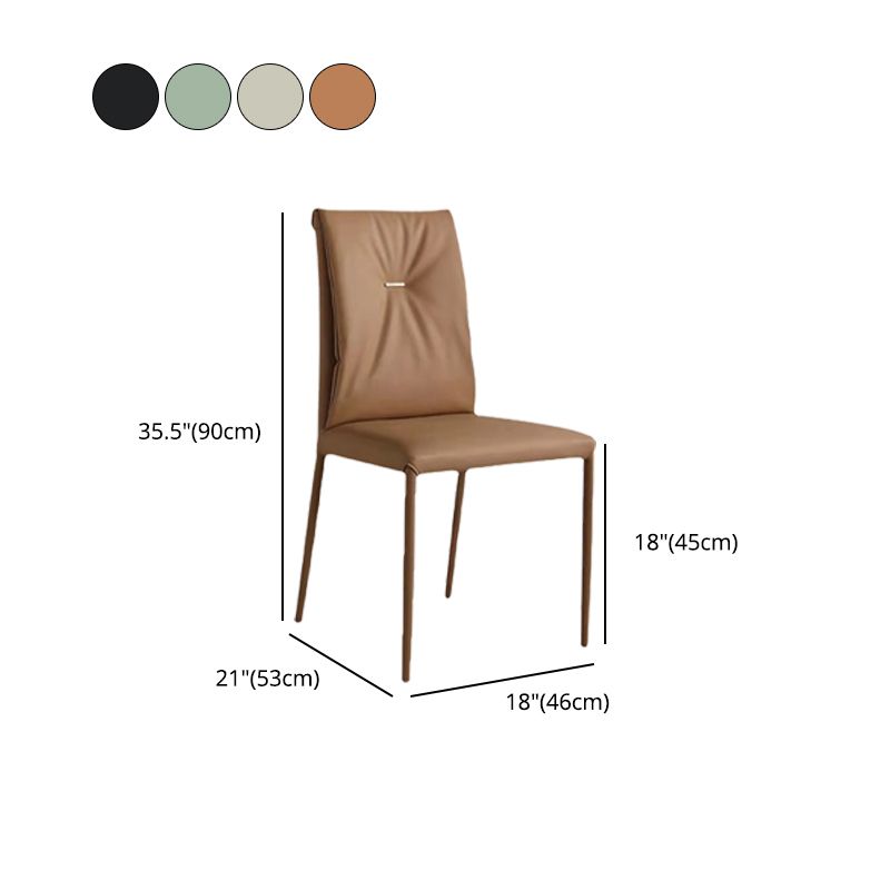 Contemporary Faux Leather Dining Chairs Metal Armless Dining Chair for Home Use