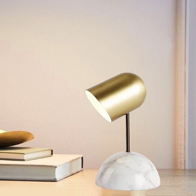 Marble Dome Table Light Postmodern 1 Head Nightstand Light with Angled Elongated Lampshade in Gold