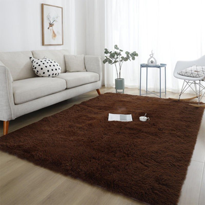 Relaxing Plain Shag Rug Polyester Area Carpet Stain Resistant Indoor Rug for Home Decoration