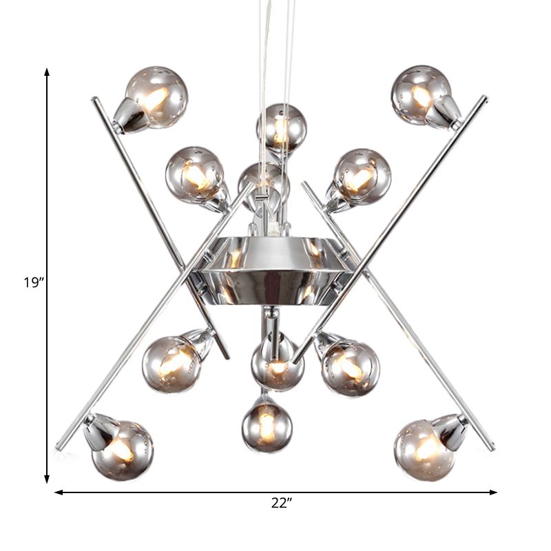 Molekulare Rauchglas Kronleuchter Lampe zeitgenössische Multi -Leuchten Chrom LED Hängende Deckenleuchte