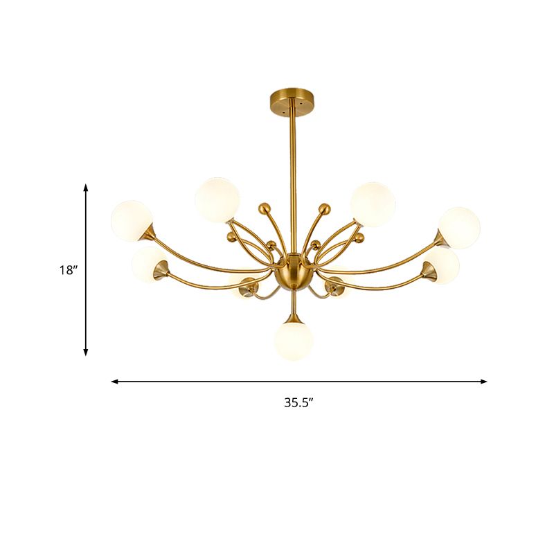 Modern Plant Shaped Chandelier Metallic Hanging Lighting in Gold for Living Room