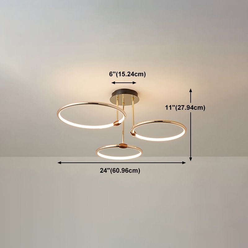 Lustres circulaires multiples modernes Restaurant du lustre en or suspendu