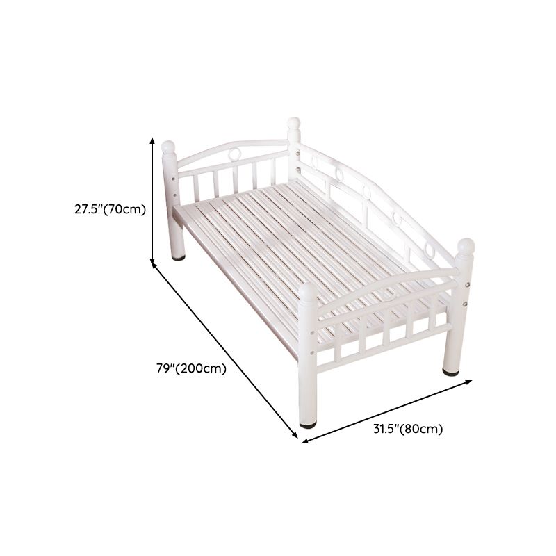 Metal Crib in White Industrial Iron Crib with Guardrails Nursery Bed