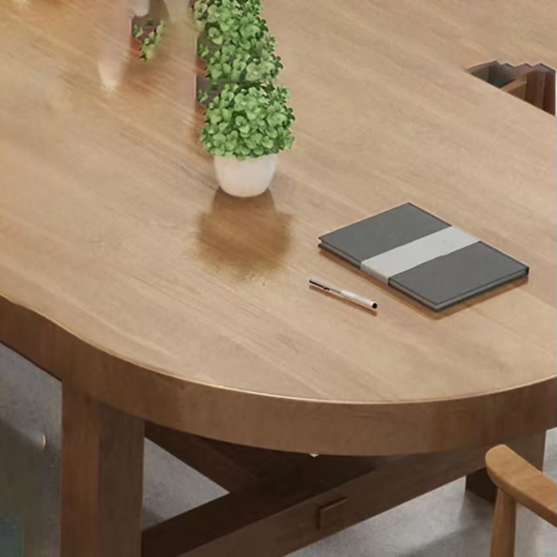 Oval Shaped Office Table Reversible Natural Writing Desk for Office