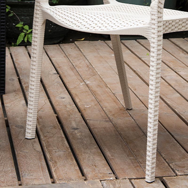 Modern Outdoor Dining Chair Open Back Plastic Dining Armchair