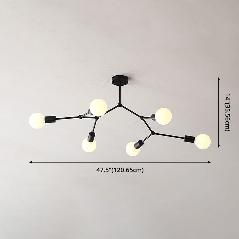 6 Leichtwerte Molekulares Design Metall Kronleuchter Licht Industriestil Offener Glühbirnen-Beleuchtungsanhänger für Schlafzimmer Wohnzimmer