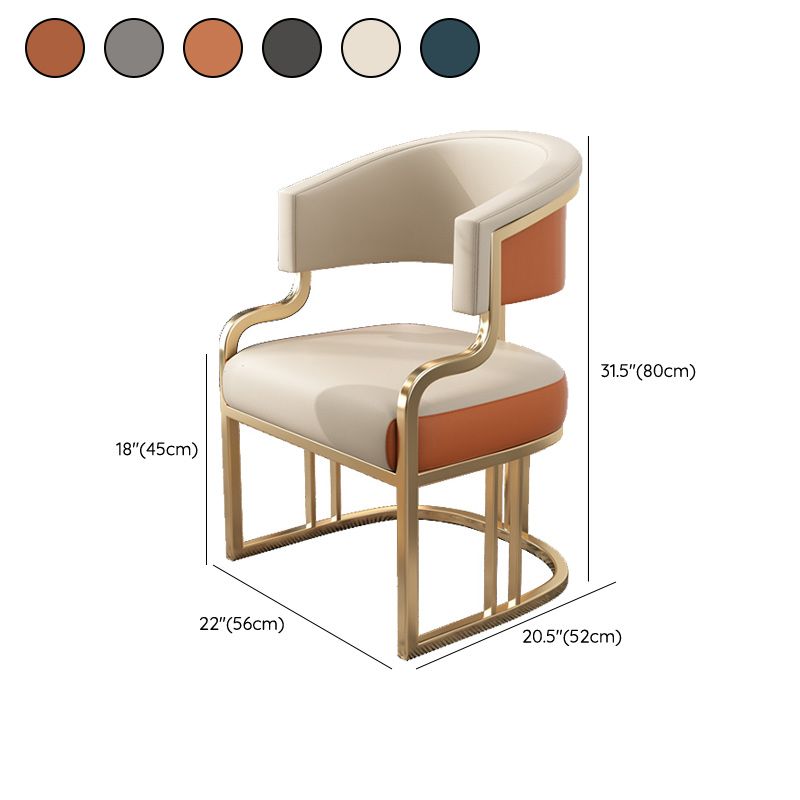 Glam Indoor Gold Base Open Back Upholstered Dining Arm Chair