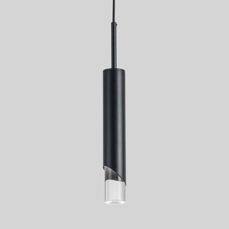 Lampe suscitée de suspension à LED cylindrique créative moderne avec de l'ombre acrylique