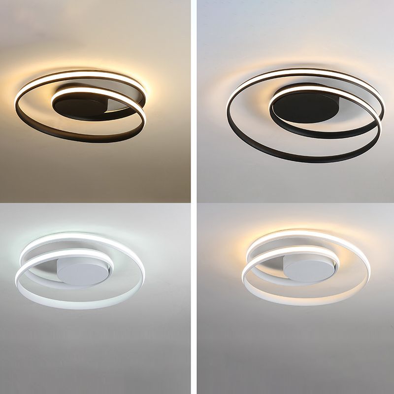 Circular Semi Flush Mount Lighting Contemporary Aluminum Ceiling Light Fixtures for Bedroom