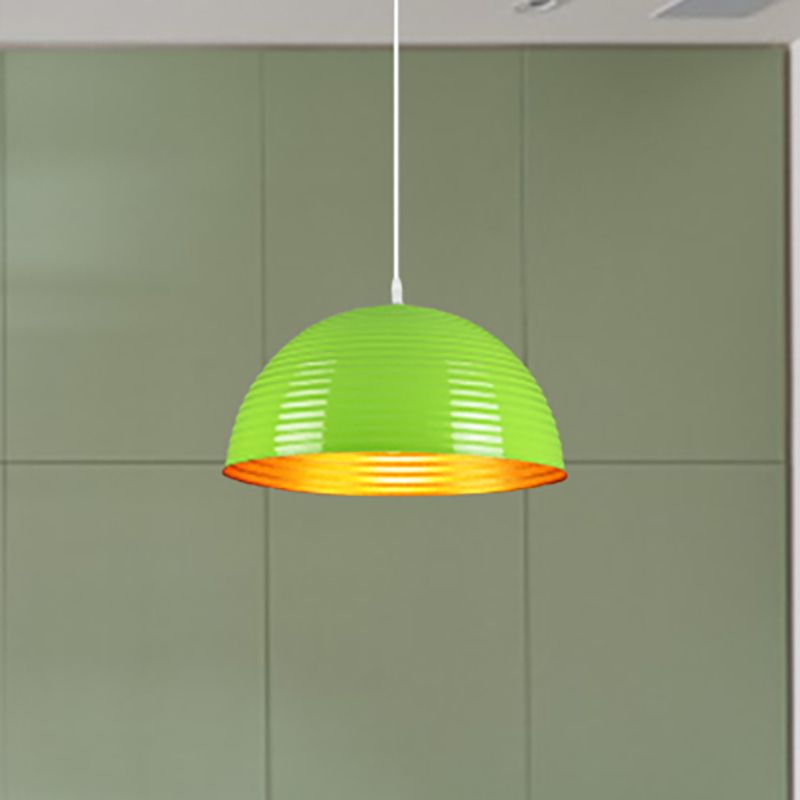 Dome Shade Pendant Light avec Ruffle Contemporary Metal Single Head Red / Jaune / Blue Pendant Light, 12 "/ 16" /19,5 "de large