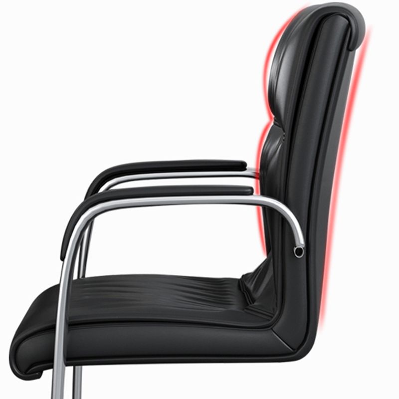 Modern Fixed Arms Office Chair Black Leather Management Office Chair