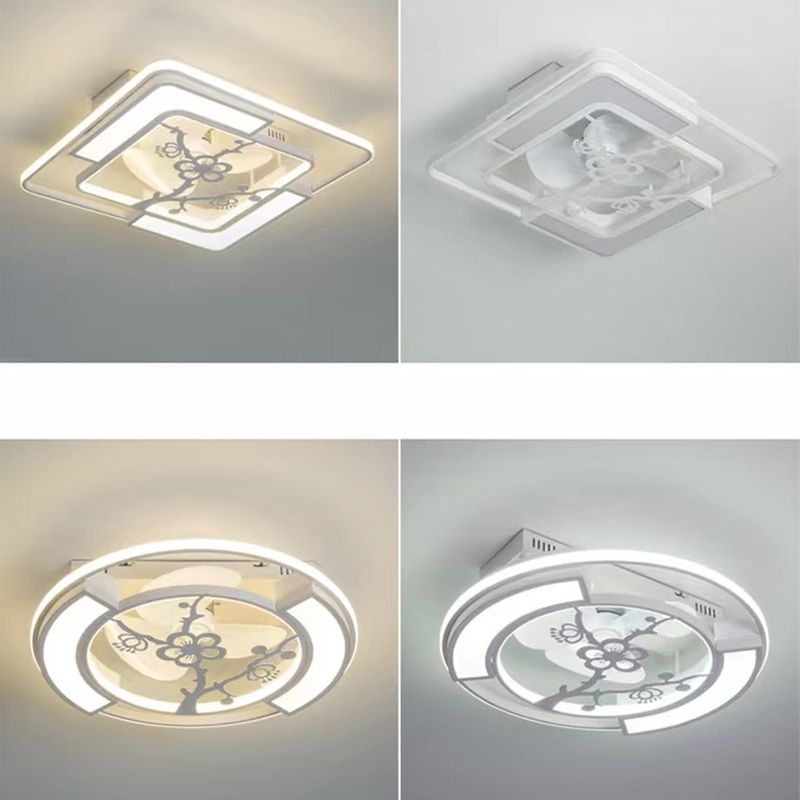 Nordic Style Geometric Fan Light Metal LED Flush Mount Light for Living Room