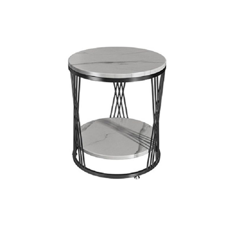 Glam Stone Accent Table Nightstand 21.65" Tall Bedside Cabinet