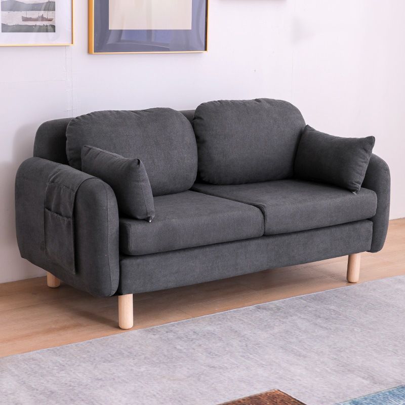 Contemporary Square Arm Sofa Linen Standard Sofa for Living Room, Apartment