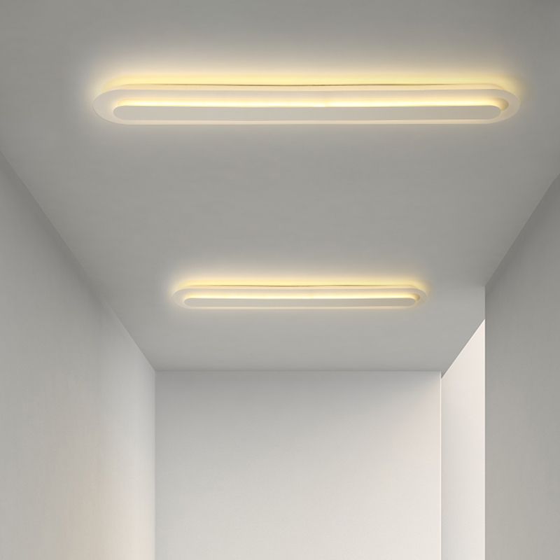 Metal Linear Flush Mount Ceiling Light Modern 1-Light Flush Mount Ceiling Fixture in White