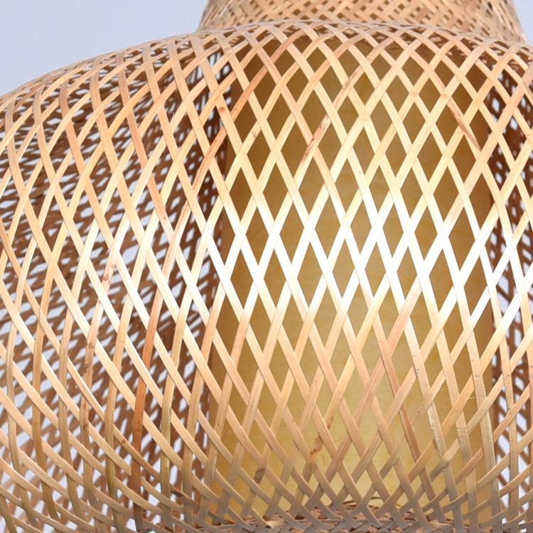 Fissaggi di illuminazione a sospensione a forma di pera cinese Rattan Appedisci la luce con cavo sospeso per il ristorante