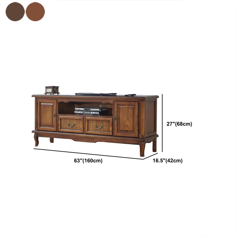 Solid Wood Home TV Stand Traditional TV Cabinet with Splayed Wooden Legs