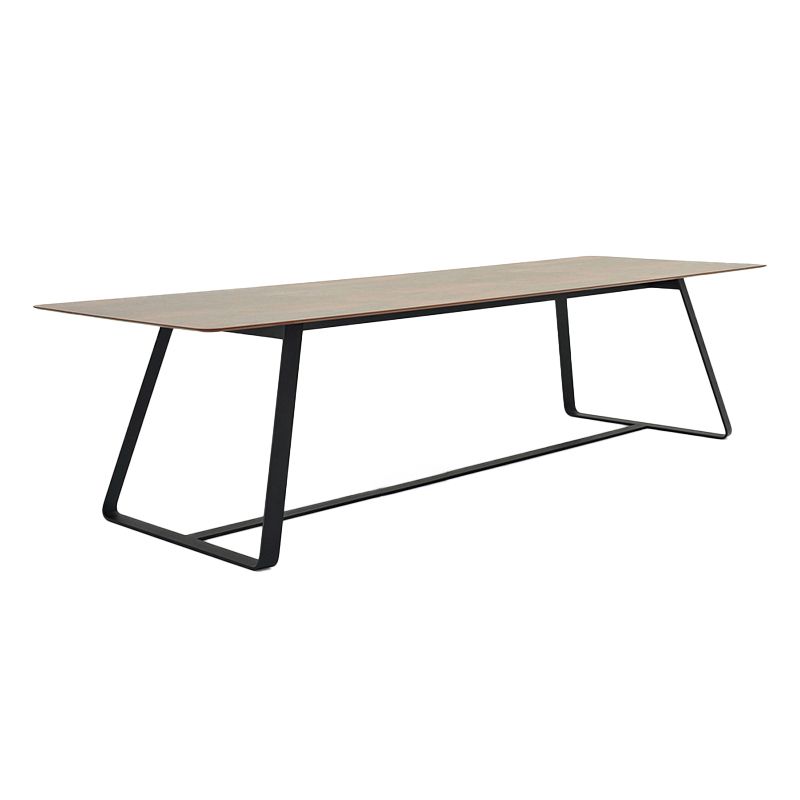 Slate/Glass Dining Table Water Resistant Table with Metal Frame