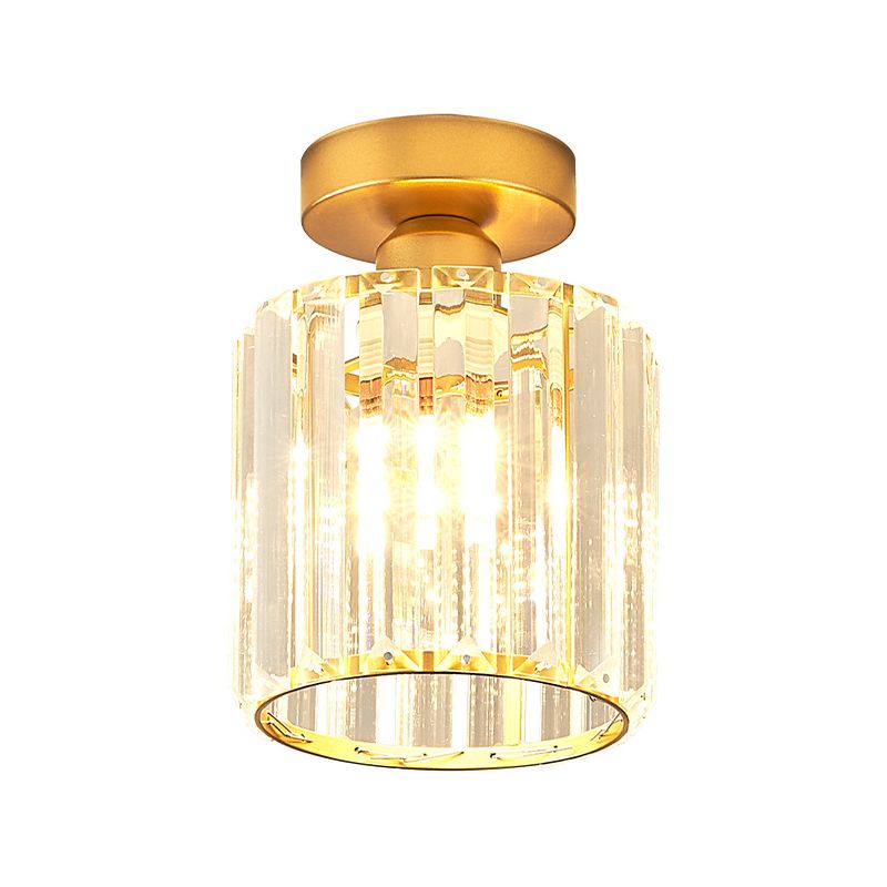 Single Golden/Black Flush Mount Lighting Crystal Shaded Ceiling Light for Bedroom