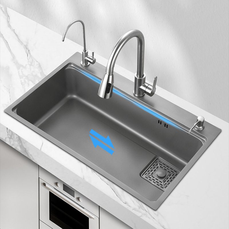 Modern Kitchen Sink Stainless Steel with Accessories and Faucet Top-Mount Workstation Sink