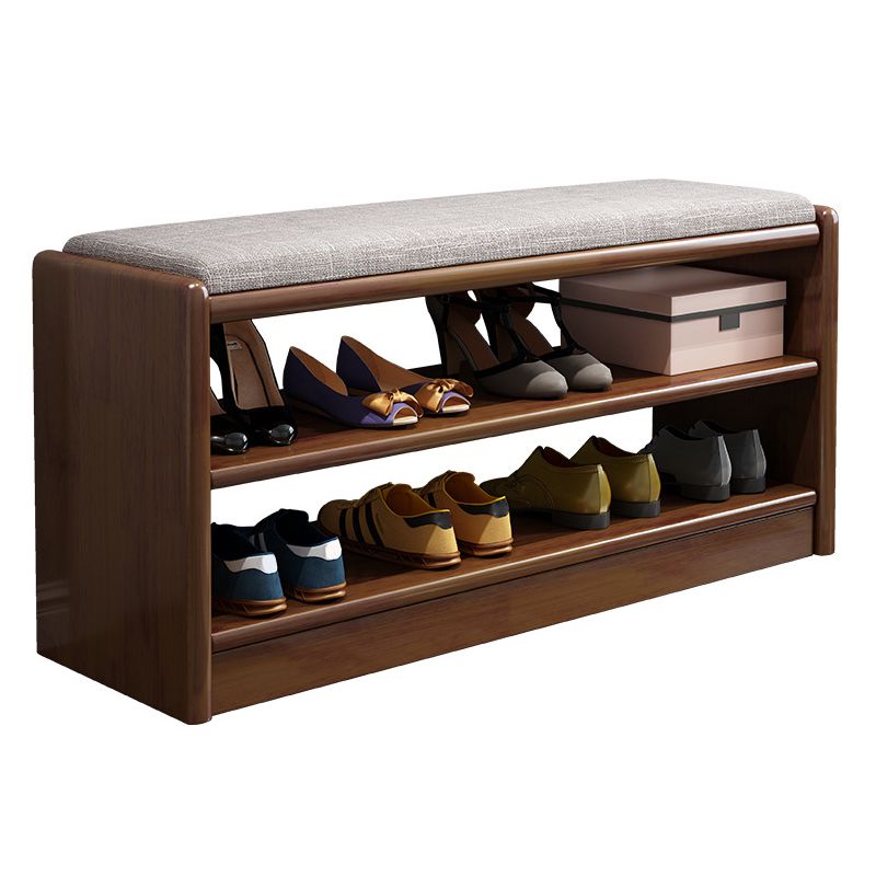 13.78" W Modern Entryway Bench Rubberwood Bench with Shoe Storage