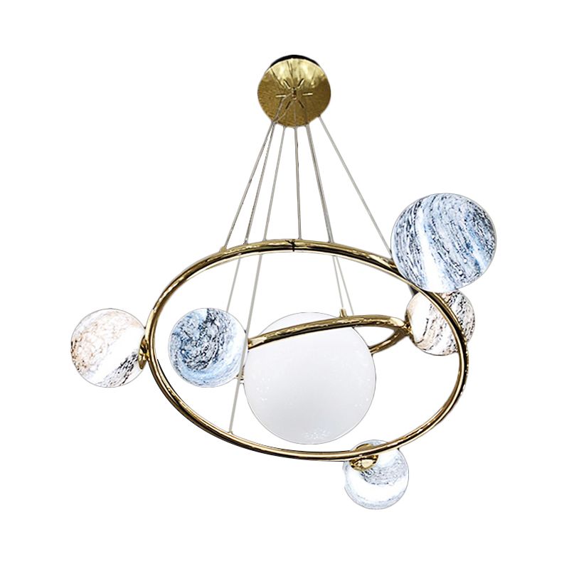 Univers Planet Pendant Light Creative Cool Glass Chandelier en or pour le tissu Shop