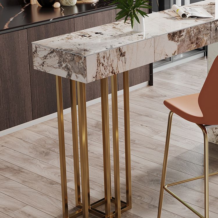 Glam Stone Bar Dining Table Rectangle Bar Table for Living Room