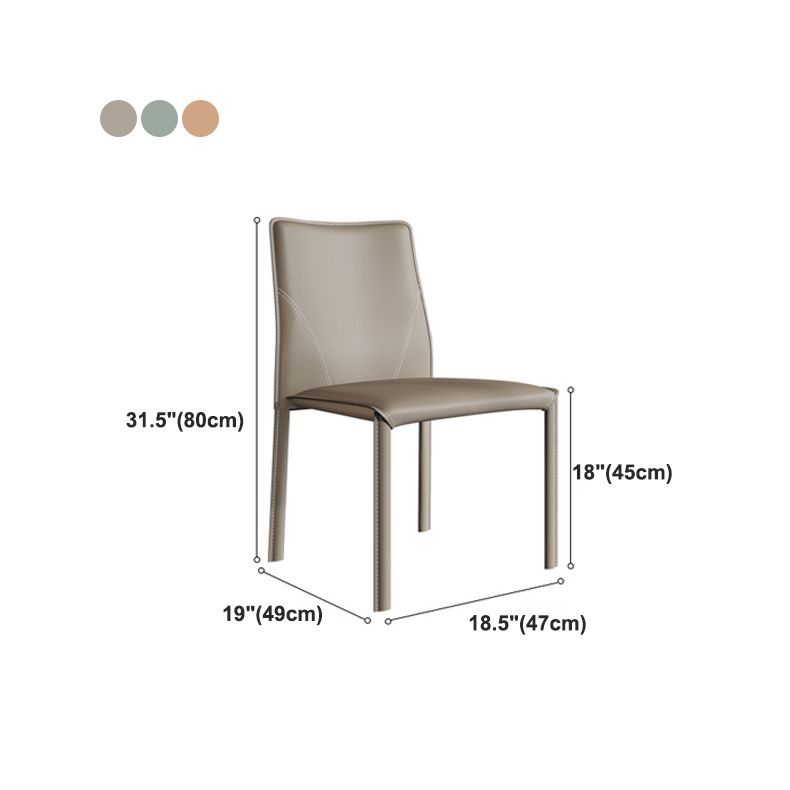 Minimalist Style Armless Solid Back Dining Side Chairs Leather Dining Side Chair