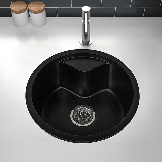 Modern Round Quartz Sink Solid Color Kitchen Sink with Faucet