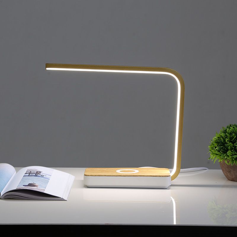 Strip Shade Table Lamp 1-Light LED Desk Light with Aluminum for Bedroom