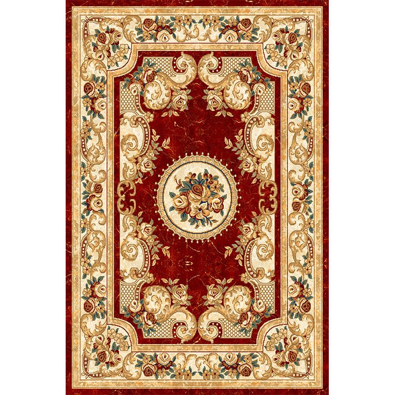 Shabby Chic Floral Print Rug Multi-Color Polyster Area Rug Anti-Slip Pet Friendly Carpet for Living Room